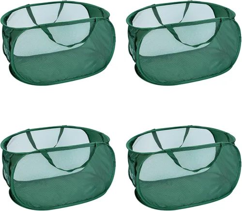 Miniatura 17 de 4 cestas de malla para ropa sucia, cesta de lavandería con apertura, cesta de lavandería desplegable con asas duraderas, cesta plegable de malla