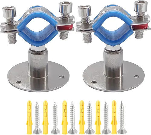 Miniatura 10 de 2 soportes de tubo de montaje en pared y techo, acero inoxidable 304, altura ajustable de 1.18 a 2.36 pulgadas, se adapta a tubos OD de 0.32 a 0.39