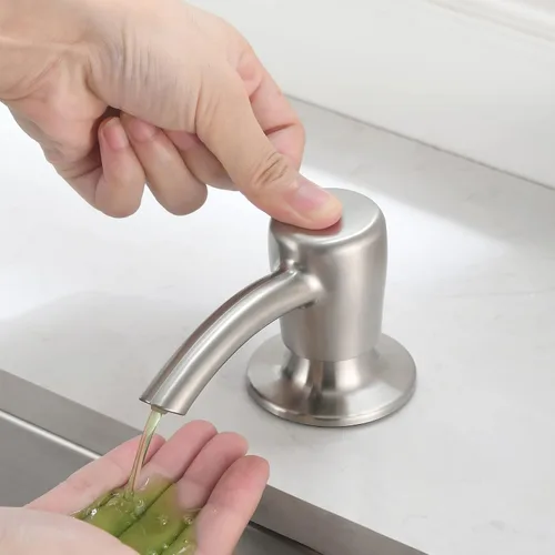 Miniatura 4 de Dispensador de jabón, dispensador de jabón para fregadero de cocina, dispensador de jabón integrado para fregadero, dispensador de loción, níquel
