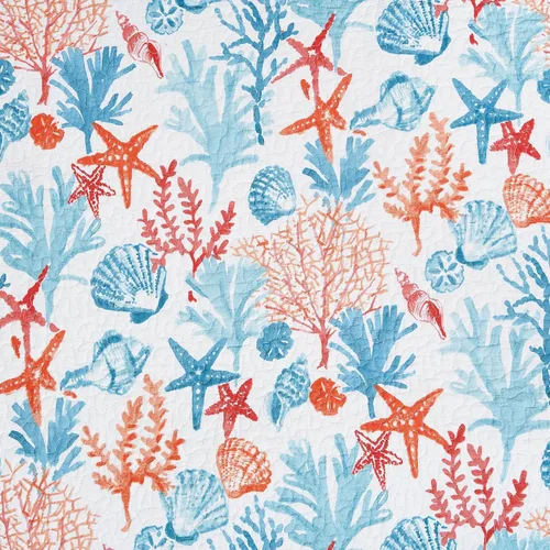 Miniatura 6 de C&F Home Tangerine Coast - Juego de edredón reversible de algodón con rayas tropicales costeras, naranja y azul, lavable a máquina, juego de 2