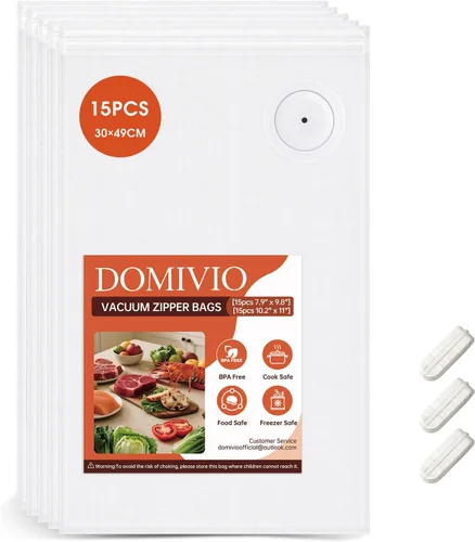 Miniatura 15 de Bolsas selladoras al vacío con doble cremallera, bolsas reutilizables sin BPA, bolsas de almacenamiento de alimentos para preparación de comidas