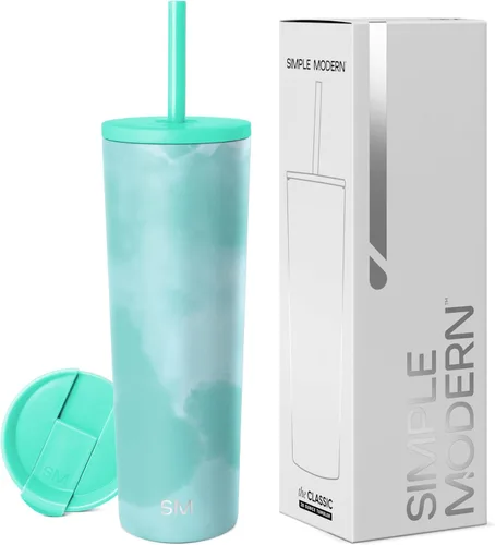 Miniatura 7 de Simple Modern- Vaso con aislamiento, c/tapa y pajilla Taza de viaje Botella de agua de ac. inox. reutilizable Unisex Colecc. Classic 24 oz