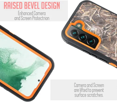 Miniatura 3 de Funda para Samsung Galaxy S22 de 6.1 pulgadas con funda de clip para cinturón, resistente de grado militar con soporte giratorio de 360° (camuflaje)