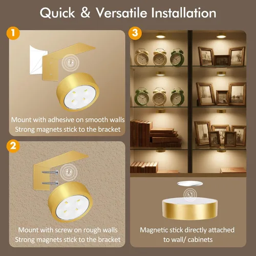 Miniatura 8 de Paquete de 3 luces para cuadros de pared, luz LED para pintura operada por batería recargable con control remoto regulable y temporizador, 3 modos