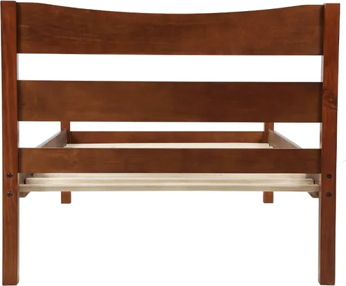 Miniatura 8 de MERITLINE Cama de plataforma de tamaño individual con cabecero y estribo, marco de cama de madera, no necesita somier, nogal