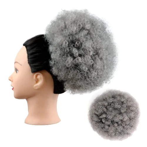 Miniatura 26 de Yinmei Baibian Extensiones de Cabello Sintéticas de Moño con Cordón Afro Rizado Crespo Degradado Marrón Tamaño Grande Peinado Recogido para Mujeres