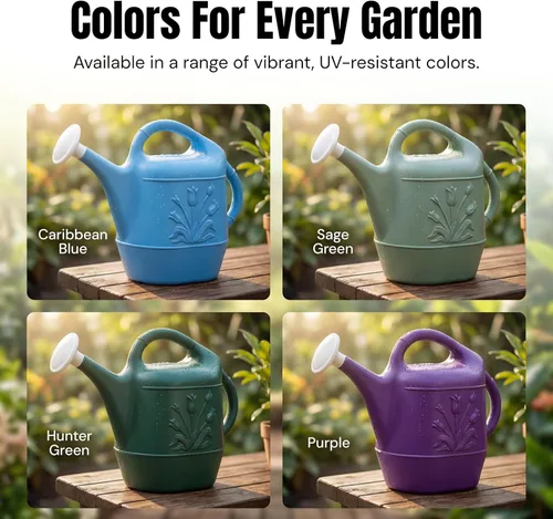 Miniatura 6 de PMU Regadera de 2 galones - Regadera de jardín para plantas de interior y exterior - Regadera de plástico con cabezal de rociador desmontable