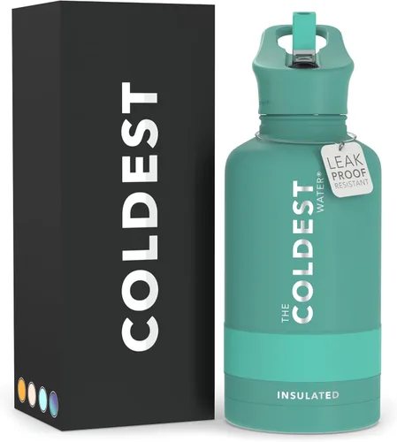 Miniatura 69 de Coldest - Botella para agua con tapa que incluye pajilla, térmica y metálica (acero inoxidable), para hombres y mujeres, color morado
