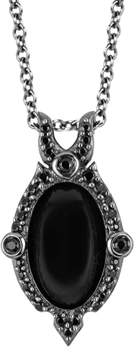 Miniatura 3 de Jewelili Encantado Disney Fine Jewelry - Colgante de plata de ley sobre plata de ley con diamante de 14 quilates y ónix maléfica, Metal, diamante