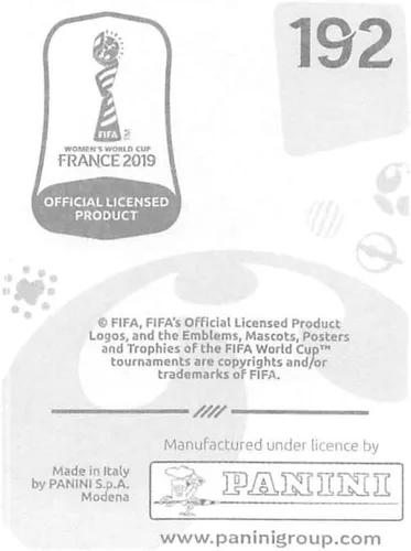 Miniatura 2 de Panini FIFA - Calcomanías para álbumes de la Copa Mundial Femenina de Francia 2019 (solo adhesivo individual) Fútbol #192 Caitlin Foord Australia 2