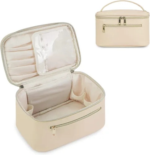 Miniatura 15 de Wandering Nature Bolsa de Maquillaje, Organizador de Maquillaje de Viaje, Estuche de Brochas Cosméticas para Mujeres en Cuero Vegano Ecológico, M