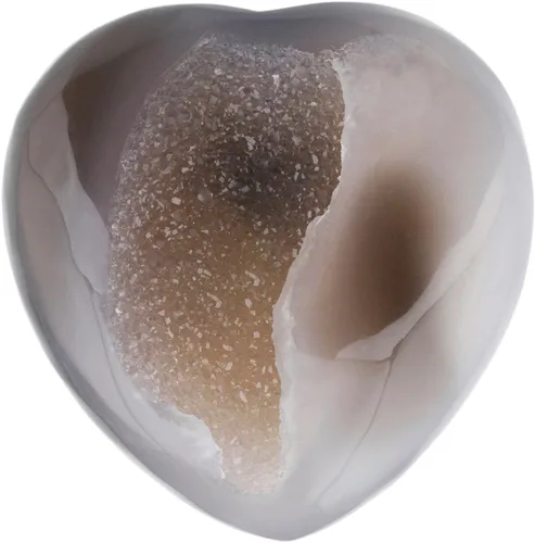 Rockcloud Ágata de cristal curativo, geoda drusa, corazón, amor, tallada, palma, preocupación, piedra, chakra, reiki, equilibrio Gris