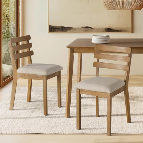 Miniatura 3 de SIMTONAL Juego de comedor de 4 piezas estilo granja, mesa de madera con 2 sillas, banco, mesa de madera moderna de mediados de siglo y juego