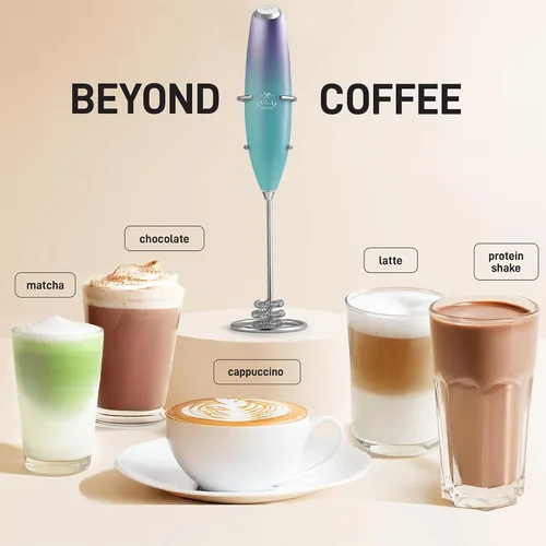 Miniatura 111 de Zulay Milk Boss Espumador de leche potente manual, hace espuma para latte, batidor para mezclar bebidas, café, miniespumador para capuchino, frappé