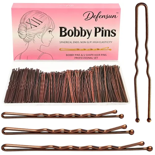 Miniatura 25 de Kit de 200 pines gruesos dorados y rubios, 150 horquillas para el cabello (2.2 pulgadas, 2.36 pulgadas, 2.75 pulgadas) + 50 pines en forma de U