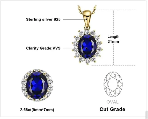 Miniatura 38 de JewelryPalace Princess Diana Kate Middleton Natural Amethyst Citrine Garnet Peridot Topaz Created Ruby Sapphire Simulated Emerald Pendant Necklace