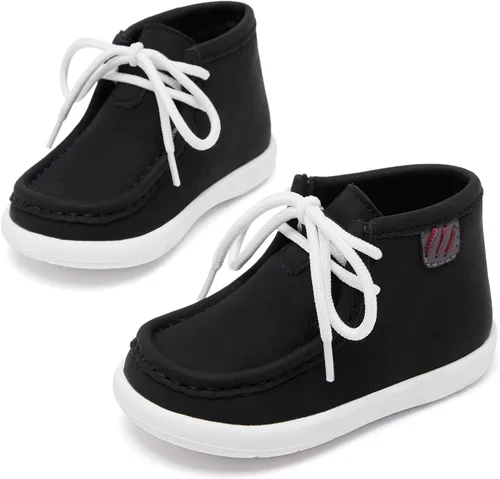 Miniatura 4 de MORENDL Baby Boy & Girl Boots Infant First Walking Shoes Toddler Non-Slip Lace-Up Dress Shoes