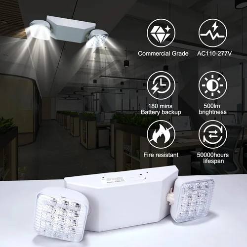 Miniatura 2 de Commercial LED Emergency Lights 24 Pack, Emergency Light with Battery Backup, Adjustable Dual Head Emergency Light Fixture for Home Power Failure