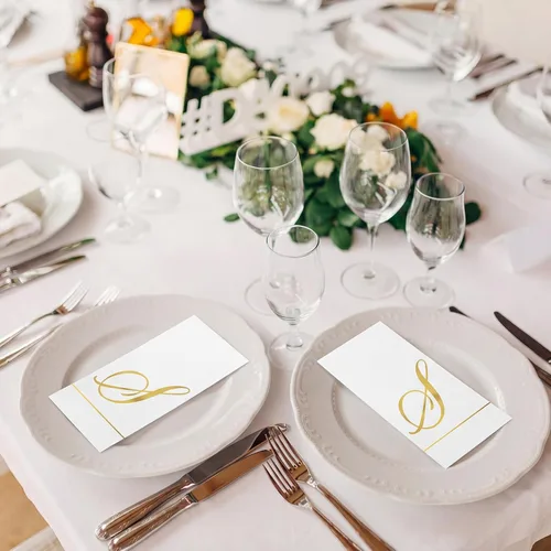 Miniatura 5 de Pasimy 100 servilletas con inicial, servilletas con monograma para invitados, toallas de papel con letras doradas, desechables, elegantes, toallas
