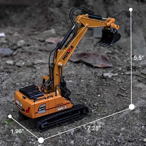 Miniatura 8 de Gemini&Genius Juguete de excavadora de orugas para niños, juguete de vehículo de construcción de excavadora de alta resistencia con rotación de 360