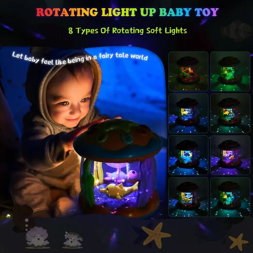 Miniatura 6 de M SANMERSEN Juguetes para bebés varones de 6-12 meses, juguetes musicales con luces rotatorias del océano para recién nacidos de 0-6 12-18 meses