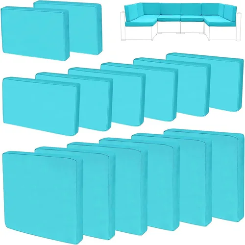 Miniatura 15 de 14 Piezas Fundas de Cojines para Patio Reemplazo Fundas de Cojines para Sofá de Exterior A Prueba de Salpicaduras Juego de Fundas para Sofá