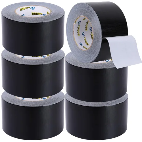 Miniatura 11 de Cinta adhesiva negra de 4 pulgadas, paquete de 4 cintas adhesivas resistentes, totales de 220 yardas, 8.3 mil de grosor, fuerte, flexible, sin Negro