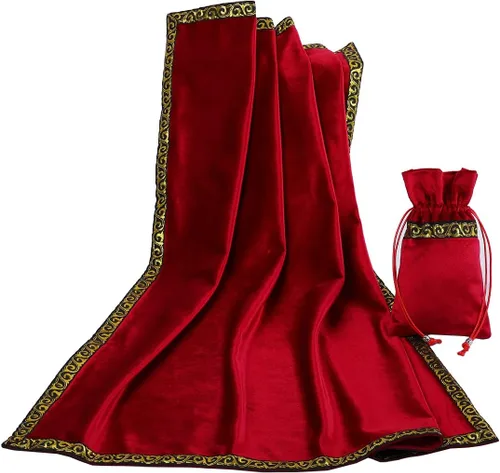 Miniatura 11 de BLESSUME Mantel de tarot de altar adivinación Wicca terciopelo cuadrado con bolsa de tarot (verde)