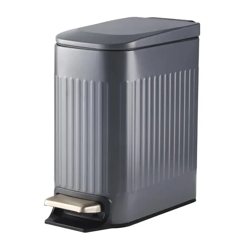 Miniatura 9 de SYNCVIBE Cubo de basura delgado para baño con tapa de cierre suave, cubo de basura de acero inoxidable con pedal, cubo de basura con cubo