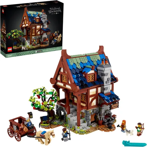 LEGO Ideas Medieval Blacksmith 21325 - Juego de construcción, kit de modelo para adultos para construir, casa de exhibición coleccionable con
