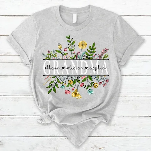 Miniatura 2 de Custom Mom Mimi and Grandkids Wildflowers Shirt, Customize Grandma Gifts, Gifts for Grandma Nana Gigi Oma Mamaw Yaya