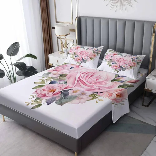 Miniatura 10 de Daisy Sheets Juego de sábanas tamaño individual, sábanas de microfibra suave y bolsillo profundo, sábanas y fundas de almohada estampadas sin