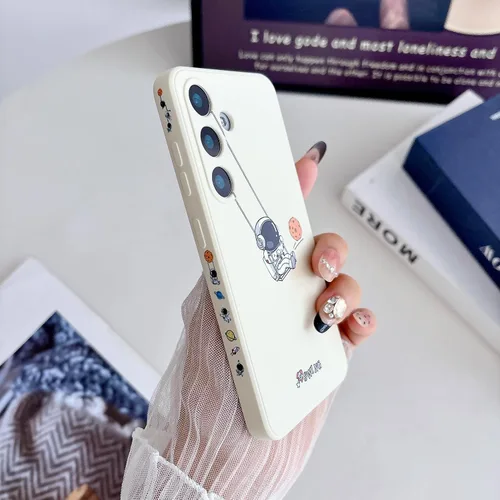Miniatura 103 de Yonds Queen para Samsung Galaxy S21 Funda Linda, Diseño de Astronauta de Dibujos Animados, Espacio, Luna, Cohete, Elegante Cubierta Amortiguadora