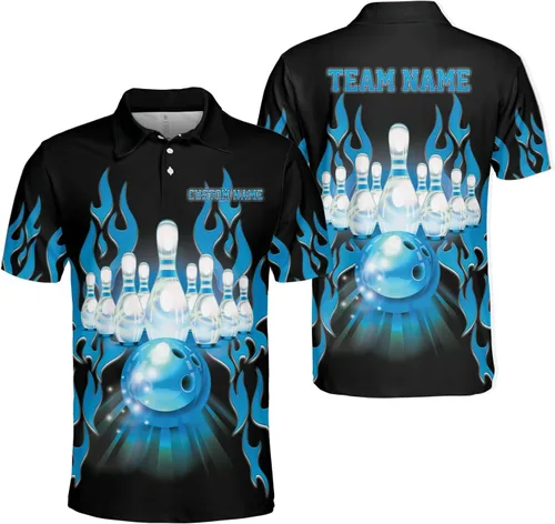 Miniatura 8 de Woseprints - Polo de boliche personalizado con nombre 3D para hombres y mujeres, camisas de bolos personalizadas para equipo, camisas de bolos unisex