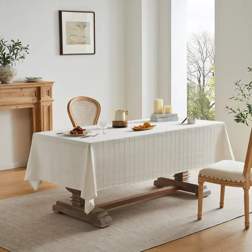 Miniatura 3 de ZeeMart Mantel (beige, redondo de 52 pulgadas)