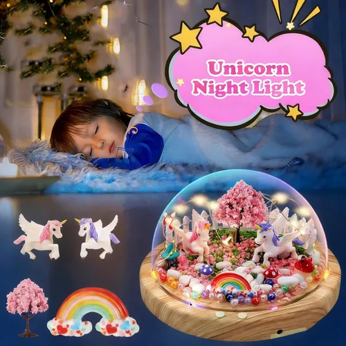 Miniatura 4 de Haz tu propia luz nocturna, kits de bricolaje de unicornio para niñas, luz nocturna mágica creativa, edición de actualización USB, juguetes