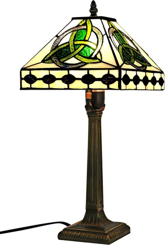 Miniatura 19 de KY&BOSAM Lámpara de Mesa Celta Irlandesa Tiffany Estilo Trébol Lámpara de Escritorio Luz Nocturna de Vidrio Emplomado 14 Pulgadas de Alto 8 Pulgadas