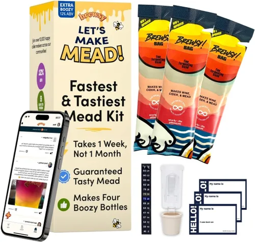 Miniatura 7 de Kit de inicio Brewsy para elaboración de sidra - Kit de sidra personalizado - 4 botellas en 9 días - Usa cualquier jugo para hacer sidra Cidra