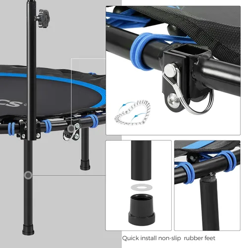 Miniatura 4 de SONGMICS Mini trampolín de fitness de 40 pulgadas, rebote de fitness con pasamanos ajustable, trampolín plegable para entrenamiento en casa, carga