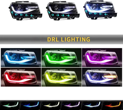 Miniatura 2 de VLAND Faros Compatibles con Chevy Camaro 5ª Generación 2014 2015, Lente de Doble Luz (No Incluyen Focos, Lados del Conductor y del Pasajero)