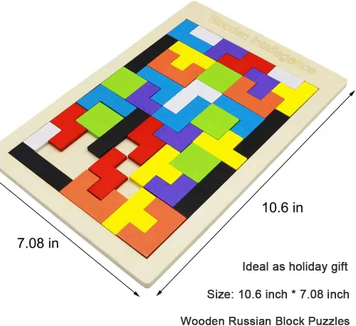 Miniatura 6 de Paquete de 2 rompecabezas de bloques rusos de madera + rompecabezas hexagonales para niños y adultos, rompecabezas de bloques de madera inteligencia