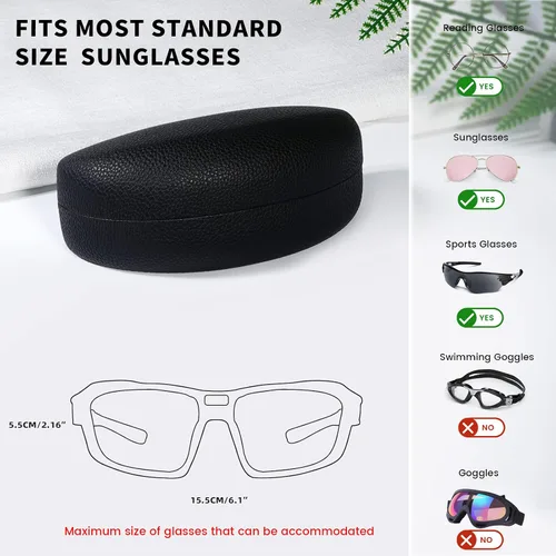 Miniatura 5 de molshine Funda rígida para gafas de sol, funda clásica grande para lentes de sol, lentes con paño de limpieza, bolsa