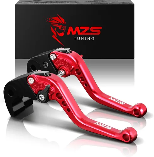 Miniatura 14 de MZS Palancas de embrague y de freno, cortas, ajustables, para motocicleta, rojo
