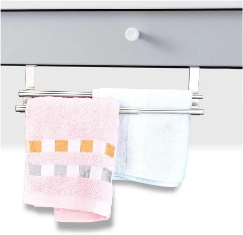 Mxzzand Toallero telescópico para baño, toallero telescópico de acero inoxidable de doble capa de acero inoxidable para colgar toallas de baño y