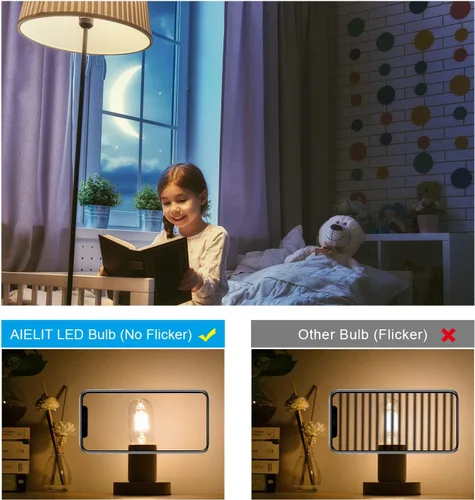 Miniatura 2 de Bombilla LED E26 regulable T45/T14, 6 W (equivalente a 60 W), blanco suave 3000 K, bombillas LED vintage de filamento para lámpara de araña de baño