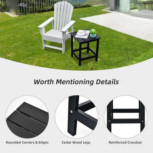 Miniatura 7 de Tangkula Mesa auxiliar cuadrada para exteriores, mesa Adirondack, mesas auxiliares para silla para interiores y exteriores, resistente a