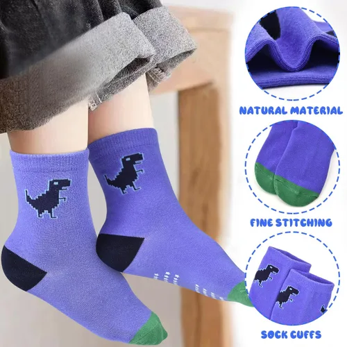 Miniatura 4 de ELUTONG - Calcetines de agarre para niños, paquete de 12 unidades, antideslizantes, calcetines de tripa para bebés y niños de 1 a 7 años, niños