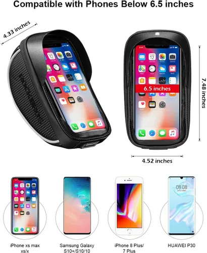 Miniatura 3 de ROCKBROS Bolsa de montaje para teléfono de bicicleta, bolsa para manillar con marco frontal para bicicleta, funda impermeable para teléfono, bolsa