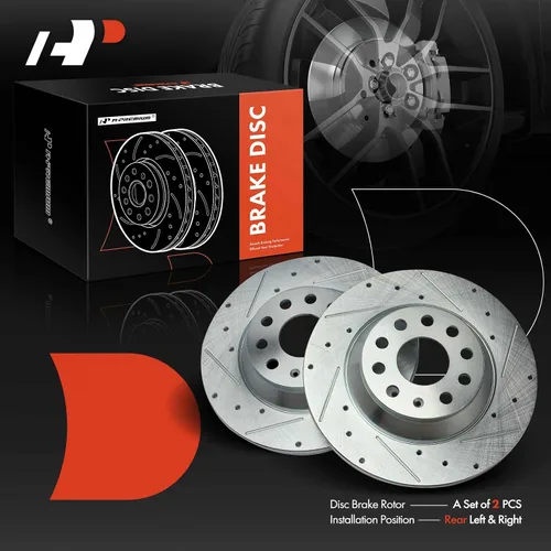 Miniatura 7 de A-Premium Rotores de freno de disco perforados y ranurados traseros de 11.81 pulgadas (11.811 in) compatibles con modelos seleccionados