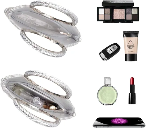 Miniatura 5 de LIFEWISH Bolsos de noche con diamantes de imitación de cristal para mujer, bolsos de mano brillantes para graduación, cóctel, fiesta, boda